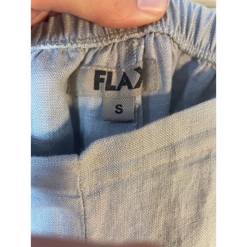 FLAX Pocketed Ankle Pant Natural Gray SZ SMALL 100% Linen Tapered Pull On Pants - Picture 7 of 9